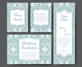 Set of wedding invitations. Wedding cards template with individual concept. Design for invitation, thank you card, save the date Royalty Free Stock Photo