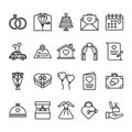 Set of wedding outline icon style