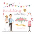 Set of wedding pictures, bride and groom in love Royalty Free Stock Photo