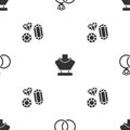 Set Wedding rings, Necklace on mannequin and Gem stone on seamless pattern. Vector Royalty Free Stock Photo