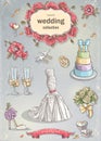 A set of wedding romantic items