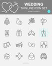 Set of Wedding Vector Line Icons. Includes rose, ring, cake, drink and more. 50 x 50 Pixel