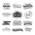 Set of wedding vintage retro logos, signs, labels Royalty Free Stock Photo