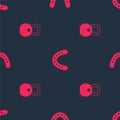 Set Weight and Mouth guard boxer on seamless pattern. Vector