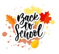 Set of Welcome back to school labels. School Background. Back to school sale tag. Vector illustration. Hand drawn lettering badges Royalty Free Stock Photo