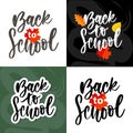 Set of Welcome back to school labels. School Background. Back to school sale tag. Vector illustration. Hand drawn lettering badges Royalty Free Stock Photo