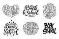 Set of Welcome back to school lettering quotes. Back to school sale tag. Vector Hand drawn lettering badges. Typography emblem set Royalty Free Stock Photo