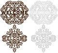 Set of Welcome plastic or paper plate. Template laser cutting machine for wood and metal. Openwork Welcome phrase for your design.