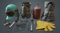A set of welding equipment including gas torches and safe one created with generative AI Royalty Free Stock Photo