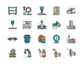 Set of Welding Flat Color Line Icons. Spot Machine, Bolts, Blowtorch and more.