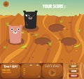 set of whack a bear gui interface theme game's design. Royalty Free Stock Photo