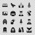 Set Whale tail, Viking head, Albatross, Church building, Sweater, Ticket Iceland, Norwegian wooden house and icon