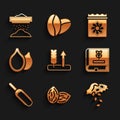 Set Wheat, Seed, Book about seeds, Scoop flour, Pumpkin, Pack full of of plant and Sifting icon. Vector