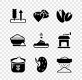 Set Wheat, Seed, Pistachio nuts, Bag of flour, Sifting, Flour bowl and icon. Vector Royalty Free Stock Photo