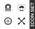 Set Wheel wrench, Car tire wheel, Alloy and service icon. Vector