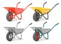 Set of wheelbarrow of different colors isolated on white Royalty Free Stock Photo