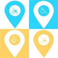 Set of wheelchair store location map pin pointer icon. Element of map point for mobile concept and web apps. Icon for website desi Royalty Free Stock Photo