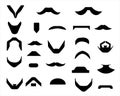Set of whiskers, moustaches. Black color
