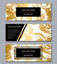 Set of white, black and gold banners templates. Modern abstract Royalty Free Stock Photo