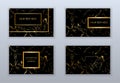 Set of white, black and gold business cards templates. Modern ab Royalty Free Stock Photo