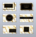 Set of white, black and gold business cards templates. Modern ab Royalty Free Stock Photo