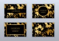 Set of modern white, black and gold business cards templates Royalty Free Stock Photo