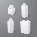 Set of white blank realistic dairy packaging including plastic bottles and carton packets isolated vector illustration