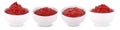 Set of White bowl of tomato sauce or ketchup isolated on a white background Royalty Free Stock Photo