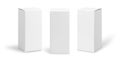 Set of White box tall shape product packaging in side view and front view isolated on white background with clipping path. Royalty Free Stock Photo