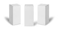 Set of White box tall shape product packaging in side view and front view  on white background with clipping path. Royalty Free Stock Photo