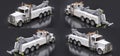 Set white cargo tow truck to transport other big trucks or various heavy machinery. 3d rendering.