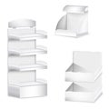 Set of white carton blank trade displays template. Promotion shelf