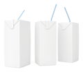 Set white carton milk or juice. 3d render