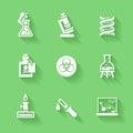 Set of white chemistry icons. Royalty Free Stock Photo