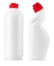 Set of White cleaning equipment bottles isolated on a white background.. Colored plastic bottles with Detergent isolated on white Royalty Free Stock Photo