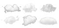 Set of white cloud isolated on white