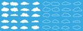 Set white clouds icon on blue background Royalty Free Stock Photo
