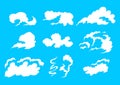 Set White Clouds isolated on a blue background Royalty Free Stock Photo