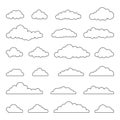 Set of White Clouds Line Style Isolated on White