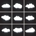 Set of white clouds, speech bubbles vector icons Royalty Free Stock Photo