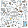 Set of white color objects. Visual dictionary for children about the basic colors Royalty Free Stock Photo