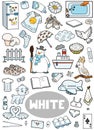 Set of white color objects. Visual dictionary for children about the basic colors Royalty Free Stock Photo