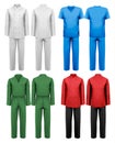 Set of white and colorful work clothes. Royalty Free Stock Photo