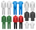 Set of white and colorful work clothes. Royalty Free Stock Photo