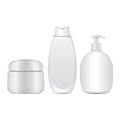 Set of White Cosmetic Bottles. Realistic Tube Or Container For Cream, Ointment, Lotion. Cosmetic Vial for Shampoo