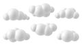 Set of white 3d clouds. Soft round fluffy clouds