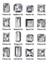 Set of white diamonds with rectangle cuts