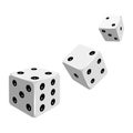 Set of white dices falling down. Royalty Free Stock Photo