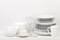 Set of white dishes . table wear Royalty Free Stock Photo
