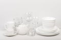 Set of white dishes . table wear Royalty Free Stock Photo